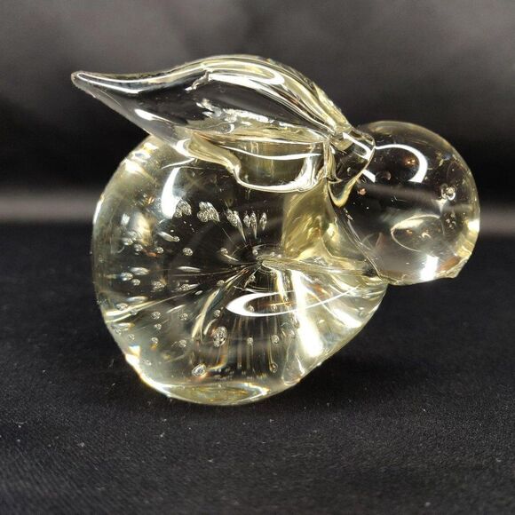 Vintage Glass Bunny Rabbit Paperweight Art Glass Controlled Bubbles Clear - Picture 1 of 6